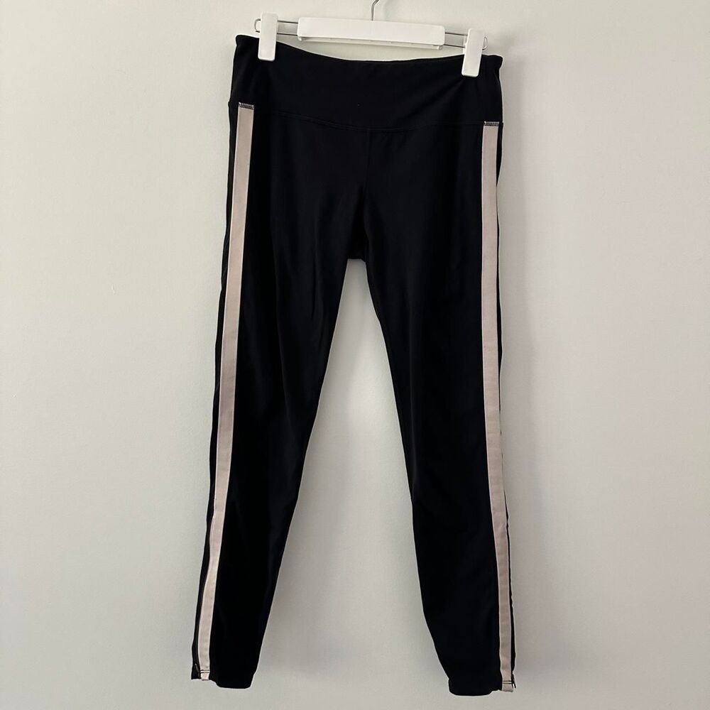 Athleta Tuxedo Stripe Leggings Women Medium Athleisure Yoga Pilates Loungewear